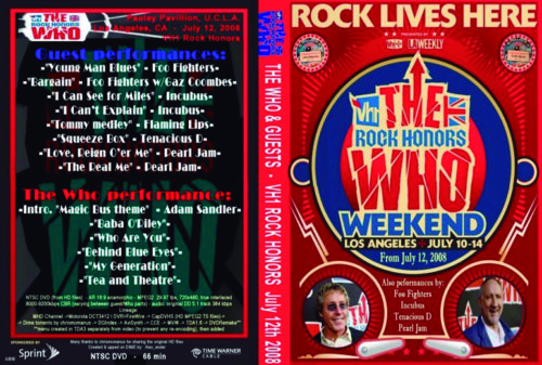 The Who Vh1 Rock Honors Pauley Pavillion, Los Angeles CA 2008 DVD