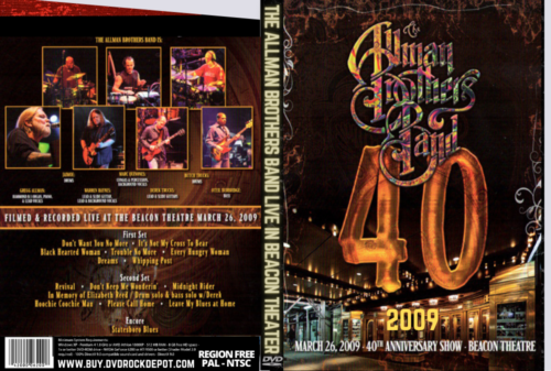 The Allman Brothers Band Live In Beacon Theater 40th Anniverysary, In New York City, NY 03/09/2009 DVD
