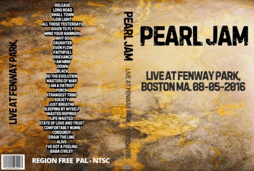 Pearl Jam Live At Fenway Park, Boston MA. 08-05-2016 DVD