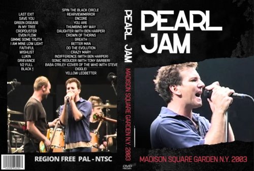 Pearl Jam Live At The Madison Square Garden N.Y.C 2003 DVD