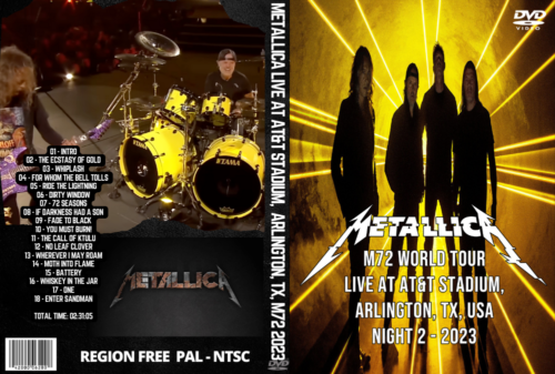 Metallica Live at AT&T Stadium,  Arlington, TX, M72 World Tour  Night 2 2023. (2 DVD)